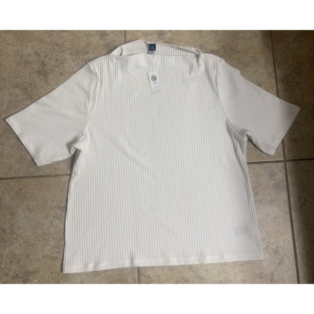 NWT Old Navy Women's White Ribbed Knit Short Sleeve Top Size XXL Petite
